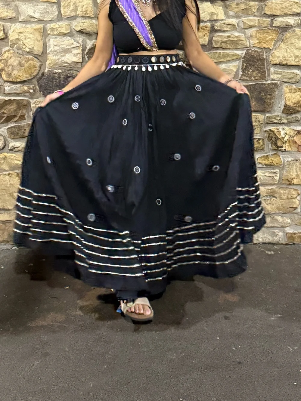 Black Mirror work Lahenga Choli with Purple